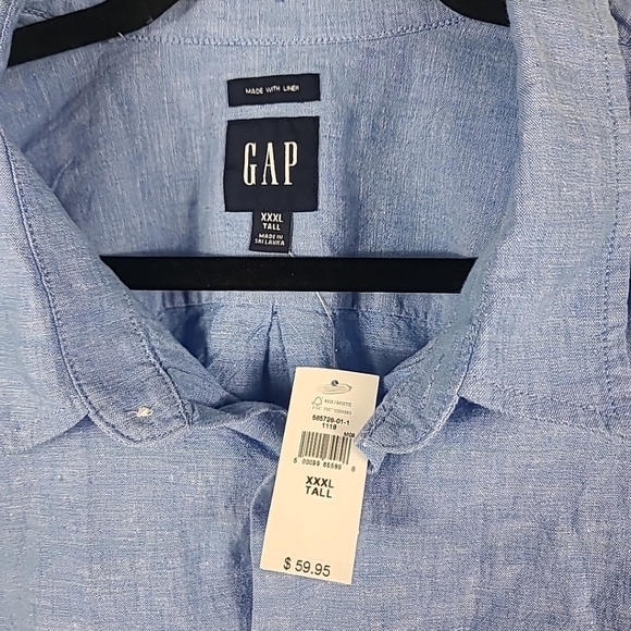 NEW Gap Men's Blue Long Sleeve Button Down Dress Shirt Size XXXL Tall Retail $60 - Picture 2 of 4